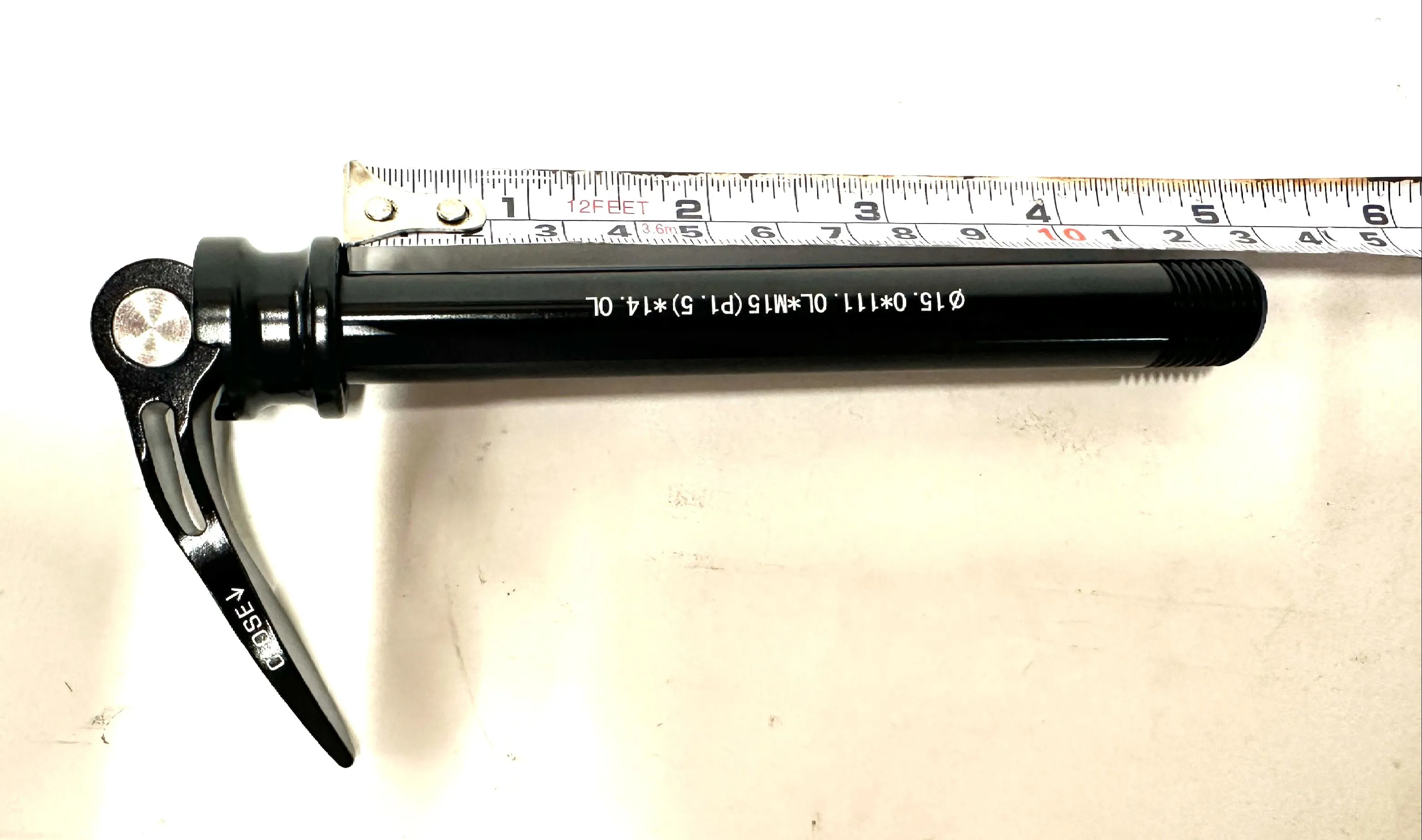 Alloy Thru Axle 15mm x 125mm Quick Release 15.0*111.OL*M15(P1.5)*14.OL
