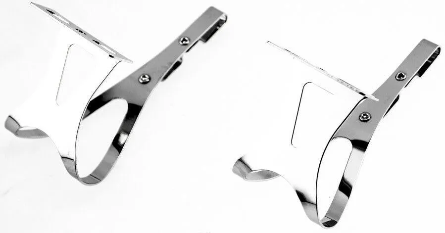 AVENIR 2X FIXIE STEEL TOE CLIPS LG Bike Pedals Strapless Double Strap Silver NEW