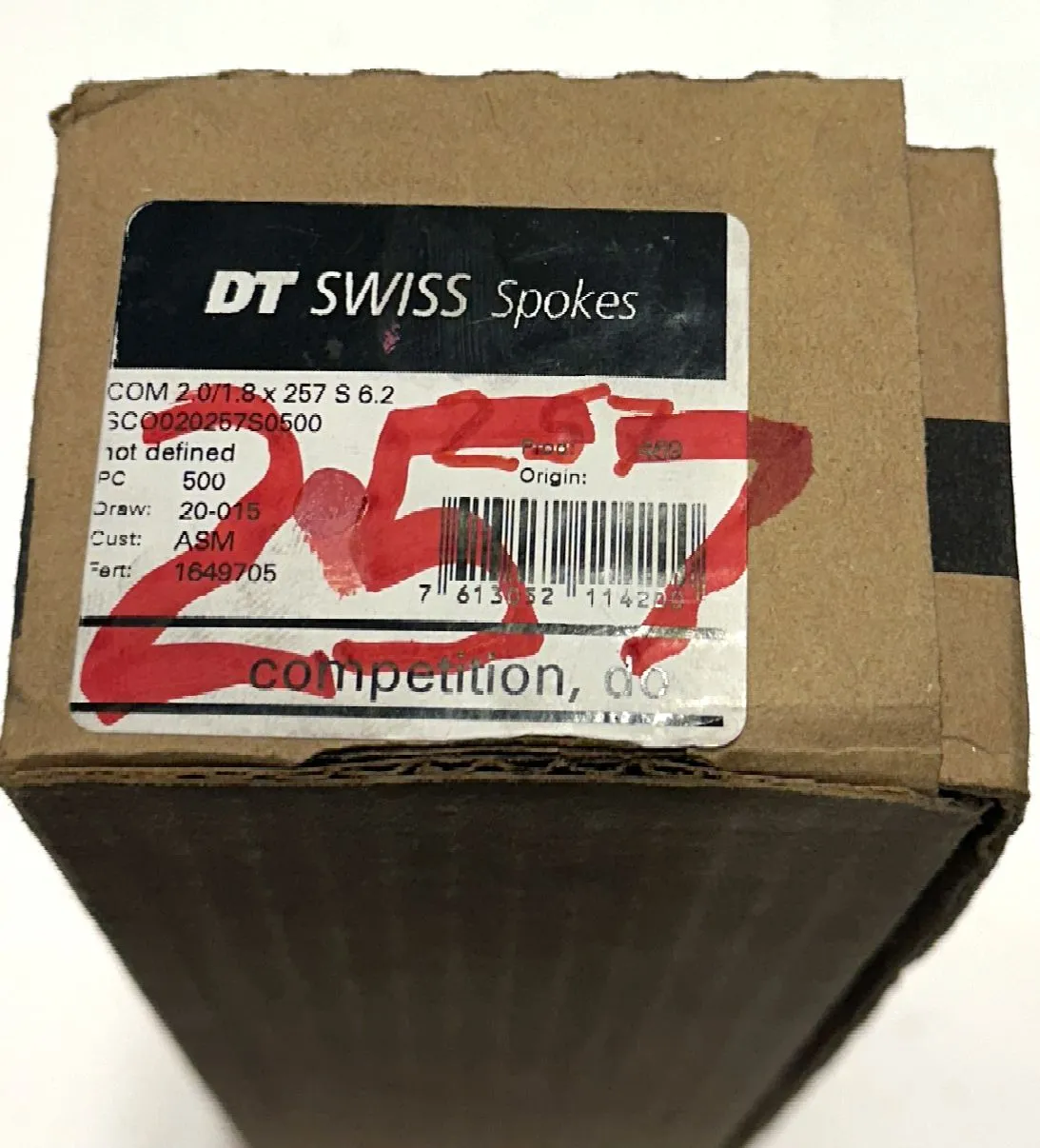 DT SWISS COMPETITION Spokes Black J-bend 2.0/1.8mm 14/15/14 DB 257mm 20/Count
