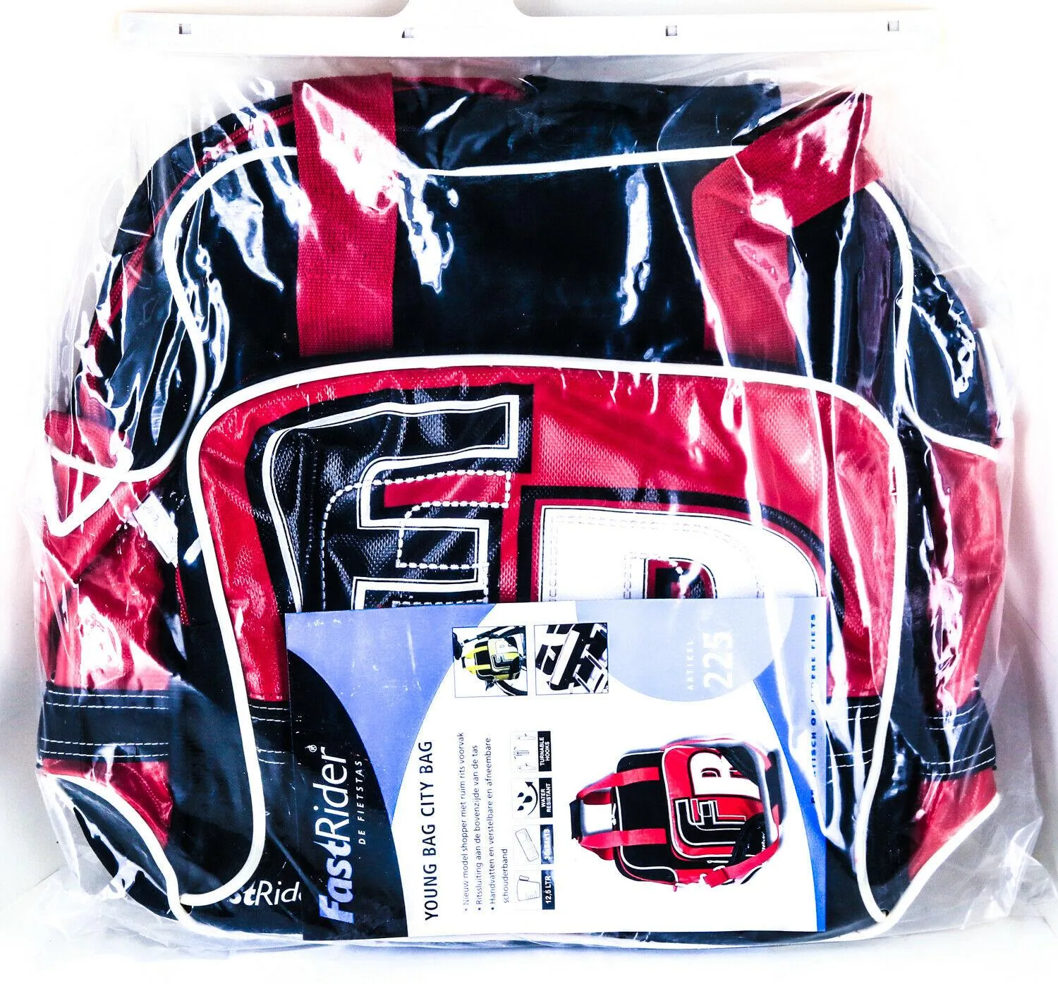 FastRider Young City Pannier Bike Bag 12.5L Water Resistant Red / Black NEW