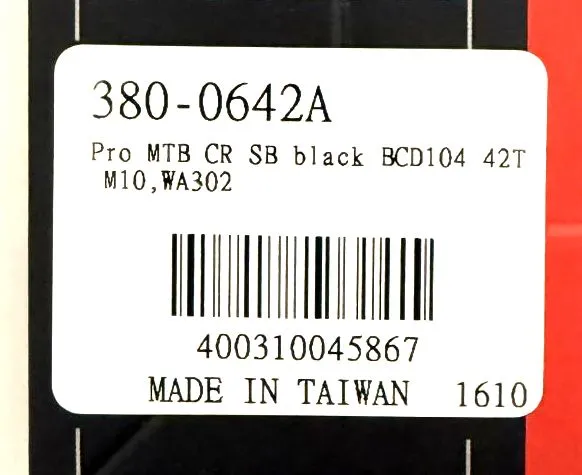 FSA Pro SL-K 104 BCD 104BCD 42 tooth Alloy MTB Chainring Black WB302 380-0642A