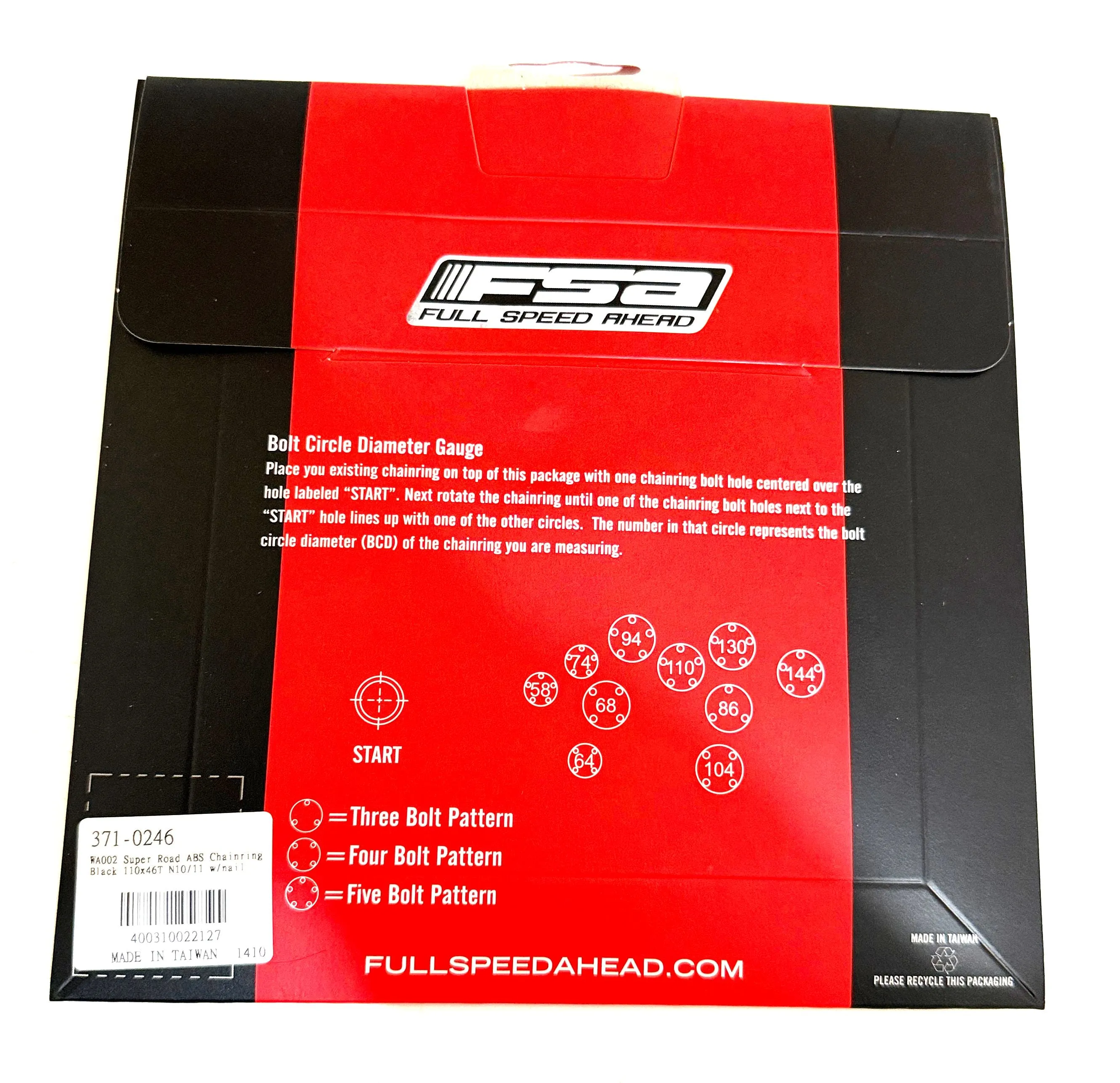 FSA SL-K Super ABS Outer Chainring 46T 110BCD 5-Bolt 10-11 Speed WA002 Black NEW