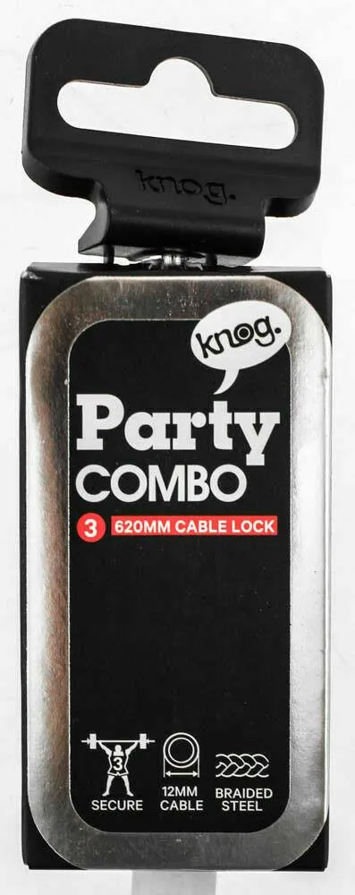 Knog Party Combo 620mm Cable Combination Bike Lock Braided Steel White New