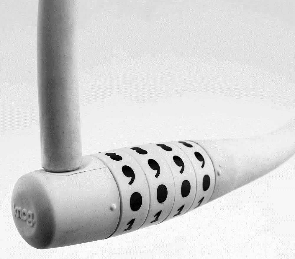 Knog Party Combo 620mm Cable Combination Bike Lock Braided Steel White New