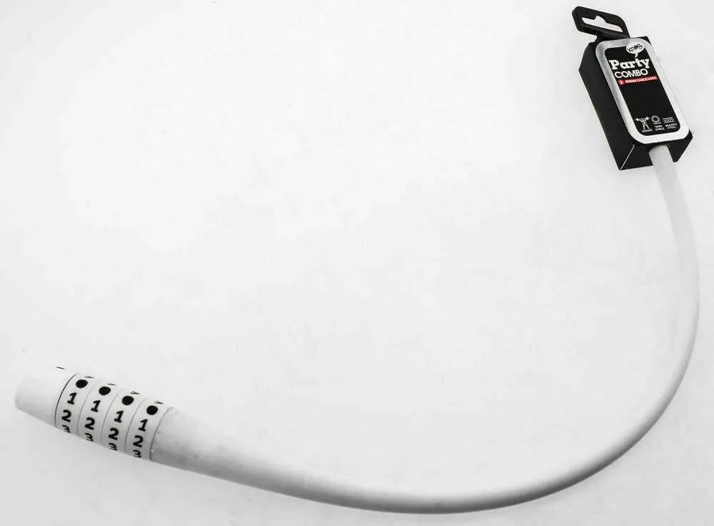 Knog Party Combo 620mm Cable Combination Bike Lock Braided Steel White New