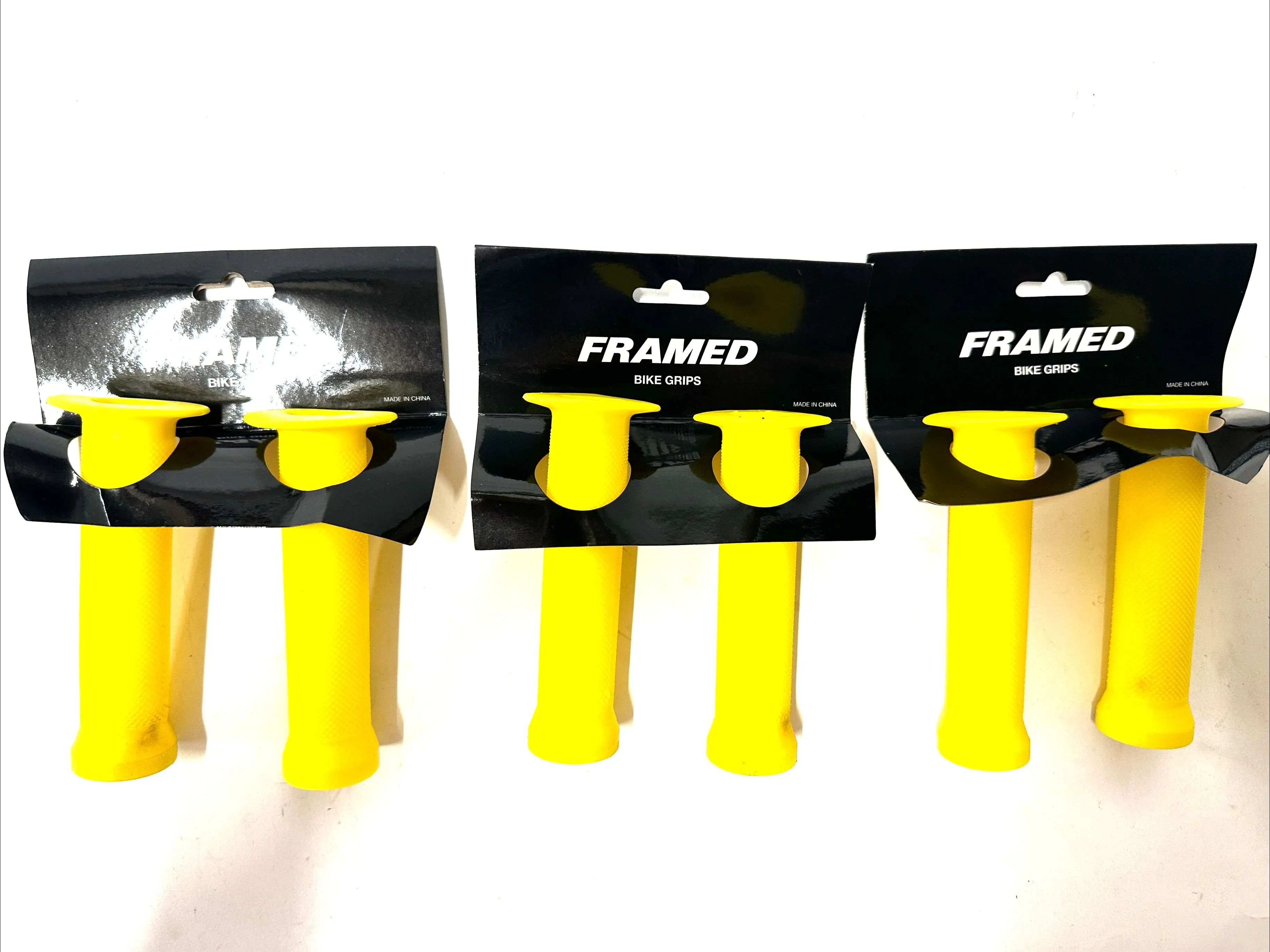 Lot of 3 Framed M-Wave BMX Rubber Bike 130mm Slide On Grips Yellow New