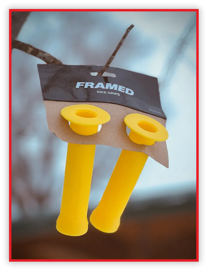 Lot of 3 Framed M-Wave BMX Rubber Bike 130mm Slide On Grips Yellow New