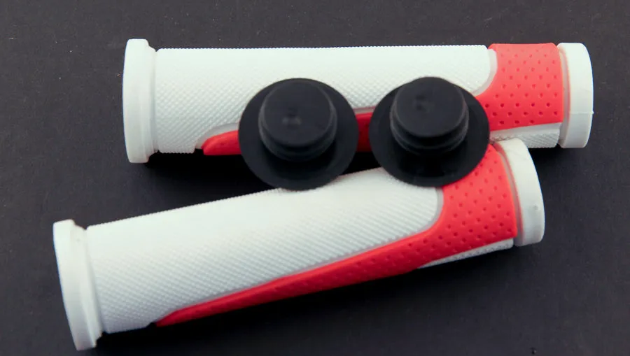 VELO Red / White Handlebar Kraton Rubber Grips For MTB BMX Hybrid Bike NEW